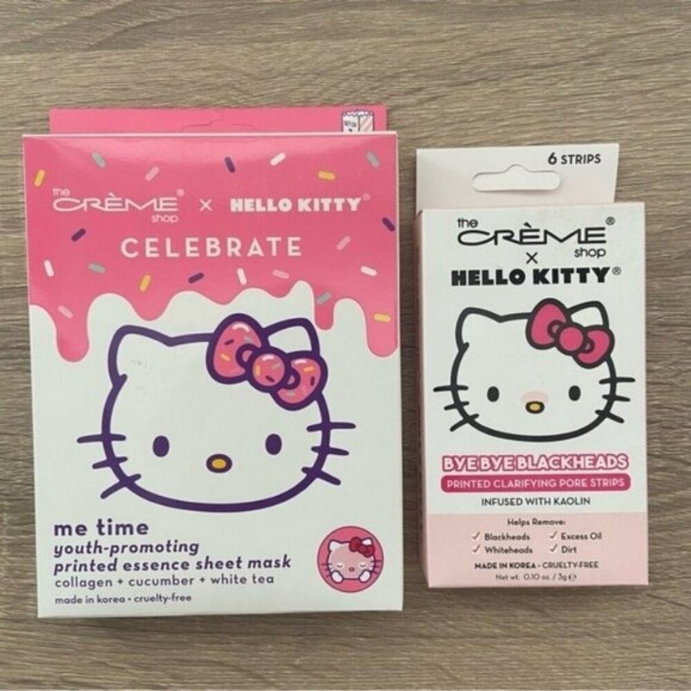 Hello Kitty x The Crème Sheet Mask & Blackhead Nose Pore Strips Bundle NEW
